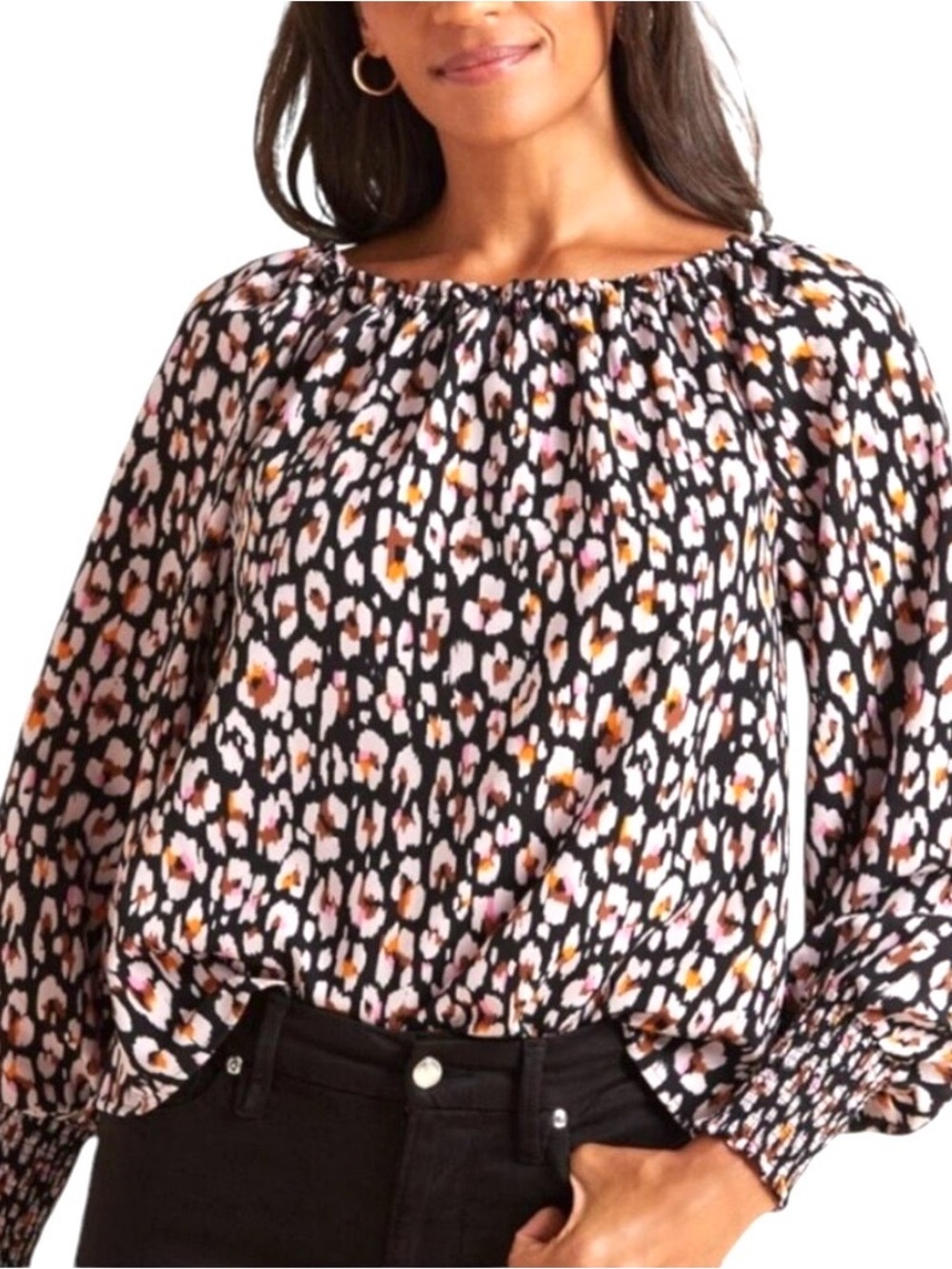 NWT Sanctuary Sunshine Black Multi Animal Print Top Blouse
